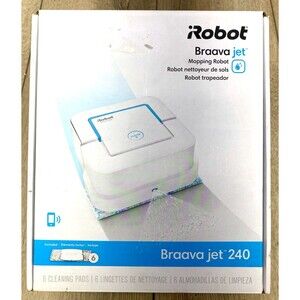 iRobot Braava Jet 240 White Automatic Bluetooth Compact Smart Mopping Robot NEW